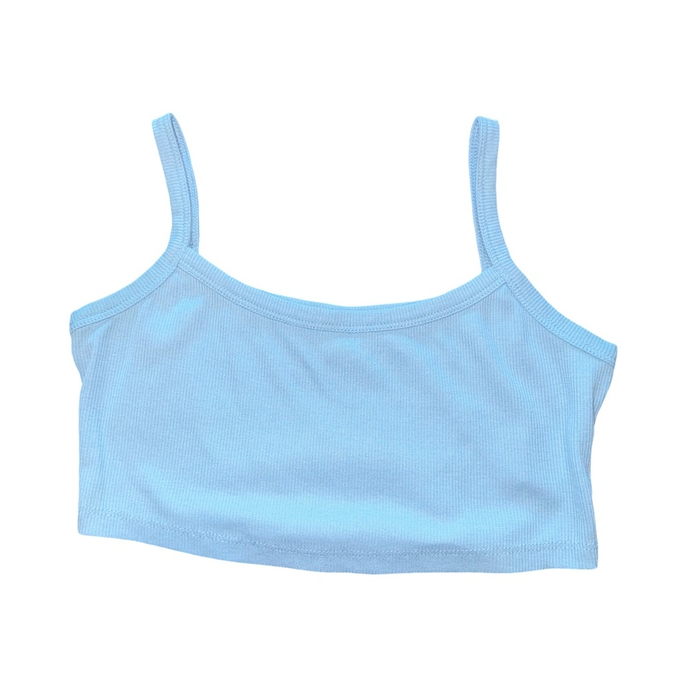 🩵 Light Blue Ribbed Cropped Cami (Petite S)